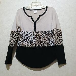 Leopard Print Colorblock Women's Top